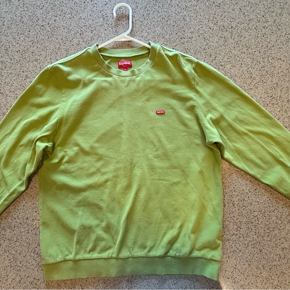 Supreme Logo Crewneck Sweatshirt “Lime” Size Large - Picture 2 of 5